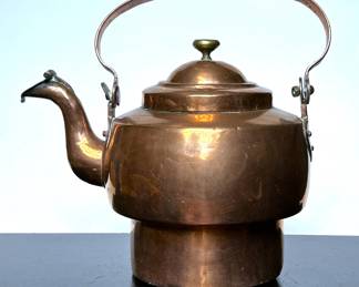 Antique Copper Kettle made in Slagelse, Denmark.....To register so you can place bids go to www.capitolsalesservices.hibid.com 