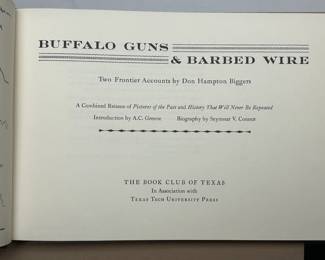 Book,  Buffalo Guns & Barbed Wire by the The Book Club of Texas