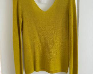 Women's A.L.C Yellow VNeck Open Back Cotton Sweater Size S (Never Worn / Still Tagged)