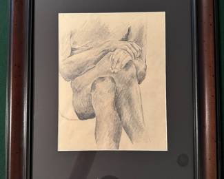 Framed Original Graphite on Paper Still Life Unsigned