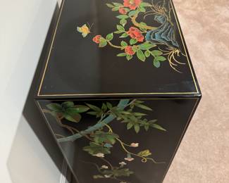 Chinese Black Lacquer 2 Door / 2 Drawer Cabinet (24"W x 12"D x 27-1/2"H)