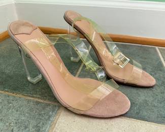 Tony Bianco KIKI Hell with Clear Vynalite & Blush Suede Heels Size 8-1/2 (Never Worn)