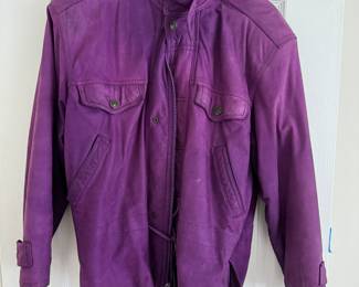 Women's Vintage Global Identity Purple Leather Jacket Size M