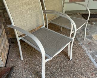 Outdoor Mesh Upholstered Patio Armchairs (6 Total)