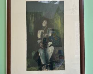 Framed Original Portrait Watercolor on Paper Unsigned
