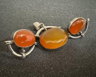 Sterling Silver w Amber Earrings & Pendant