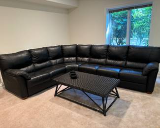 IKEA Black Leather Sectional Sofa (RAF Sofa - 75"W x 36"D x32" Back Height / Center Armless Corner Chair - 60"W x 41"D x 32" Back Height / LAF Loveseat - 50"W x 36"D x 32" Back Height)