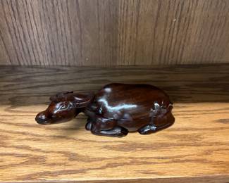 WOODEN WATER BUFFALO TRINKET BOX 
