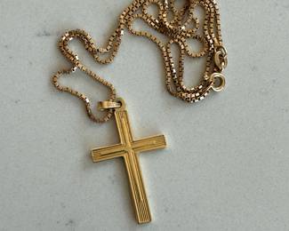 14k Gold Cross and Chain
