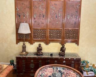 Chinese Screen  Pair  19th century Korean Chests