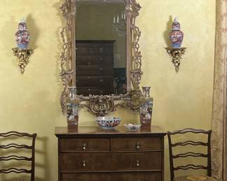 Chippendale mirror.  Katanai, Imari.