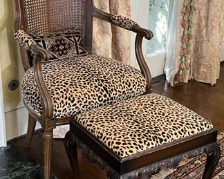 Louis 16 with fantastic Hollywood Regency Leopardskin fabric.