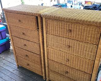 pair of wicker dressers