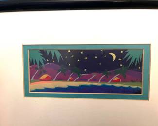 Midnight beach lithograph