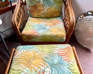 Rattan arm chair with ottoman