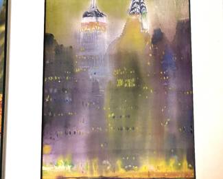 NYC skyline watercolor, artist unknown