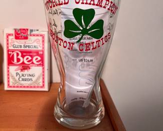 Boston Celtics world champions signed glass 