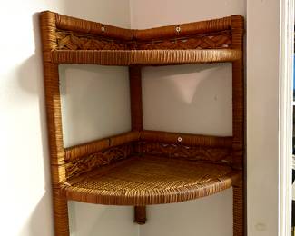 Rattan wall shelf