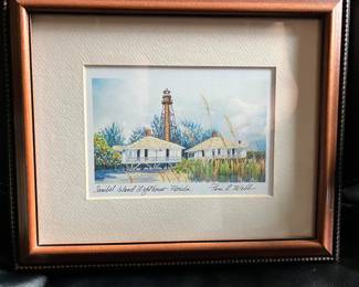 Sanibel Island Lighthouse print, signed by artist Pam Webb