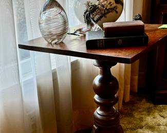 Large Marano glass egg, Antique occasional table