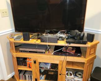 light oak stereo cabinet with TV and CD DVD