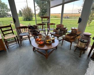 Ethan Allen Chairs, Coffee Table, Longaberger Baskets 