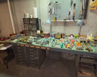 Vintage Tools, Vintage Drafting Lamps, Tool Box/Work Station