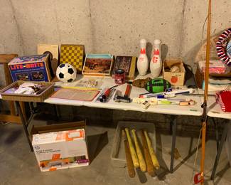 Vintage Board Games, Baseball Bats, Bow, New in Box Printer 