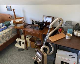 Antique Singer Sewing Machine, Vintage Vacuum Cleaner 
