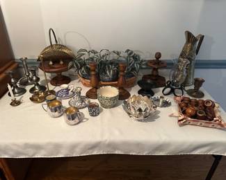 Sponge Wear, Silver Plated Cups, Teak Candlesticks, Napkin Rings