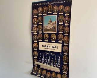 Vintage Topsy Cafe Calendar with US Presidents 