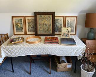 Vintage Luggage Rack, Vintage Prints, Vinyl Records 