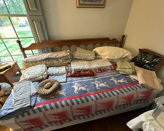 Ethan Allen King Size Head Board, Twin Size Mattress and Box Spring with Frame