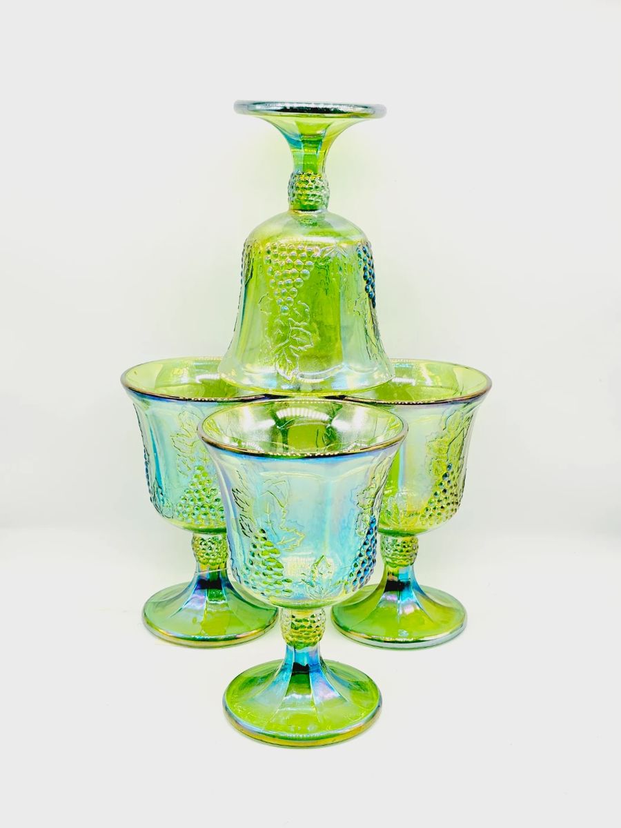 Vintage Indian carnival glass goblets