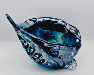 Blue/teal glass sea shell