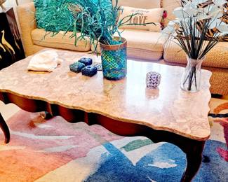 Pink marble topped coffee table