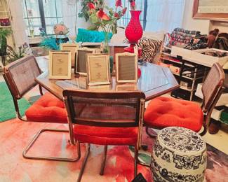 4 chair and 6 sided kitchen table. 