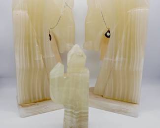 Marble head horse bookends. Cactus priced separately 