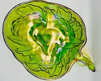 Green Indian glass grape bowl