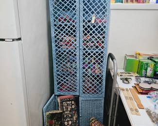 Ratan blue painted cabinet