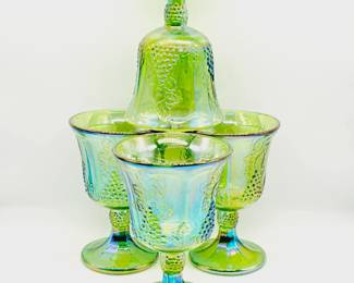 Vintage Indian carnival glass goblets