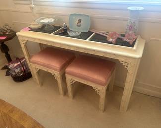Nice MCM sofa table and matching stoos