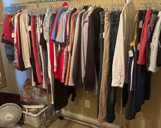 Men’s and women’s Lululemon. Women’s Mother jeans, Aviator Nation, Brandy Melville, Men’s wrangler, Travis Mathew, VUORI men’s