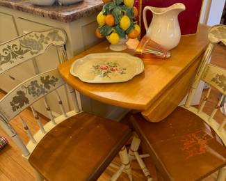 Vintage chairs, drop leaf table