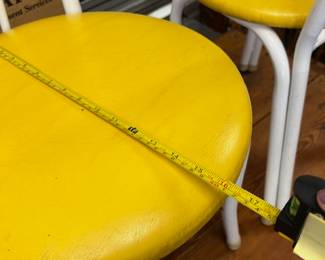 RARE - Vintage Telescope Folding Furniture Co. - Bistro Chairs. White metal base and yellow vinyl seat cushions. $60 Each 