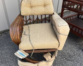 Vintage (New In Packaging) Cabana Joe - Two swivel chairs $600 Each and Two Glass Top Side Tables $500 Each 