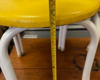 RARE - Vintage Telescope Folding Furniture Co. - Bistro Chairs. White metal base and yellow vinyl seat cushions. $60 Each 