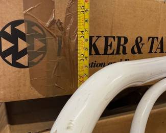 RARE - Vintage Telescope Folding Furniture Co. - Bistro Chairs. White metal base and yellow vinyl seat cushions. $60 Each 