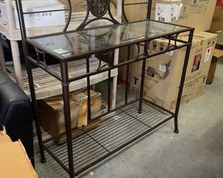 Glass/Metal Bakers/Planters Console - $200