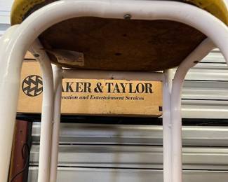 RARE - Vintage Telescope Folding Furniture Co. - Bistro Chairs. White metal base and yellow vinyl seat cushions. $60 Each 